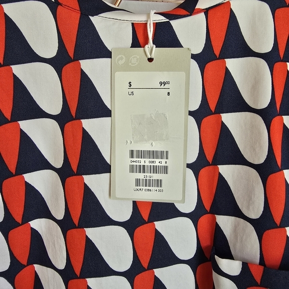 COS NEW Red White Navy Oversized Printed Poplin Shirt Shift Dress SZ 8 Mod Retro - Picture 14 of 16
